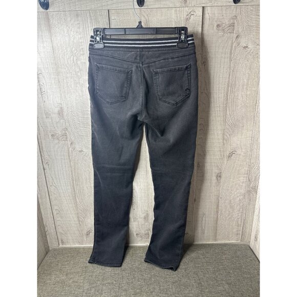Jordache Girls Black Skinny Jeans With Striped Elastic Waistband Size 14 Slim - Picture 2 of 8